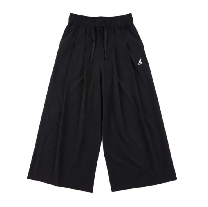 【下殺↘ $599】KANGOL 長褲 黑色 抽繩 梭織 寬褲 女 6322152020