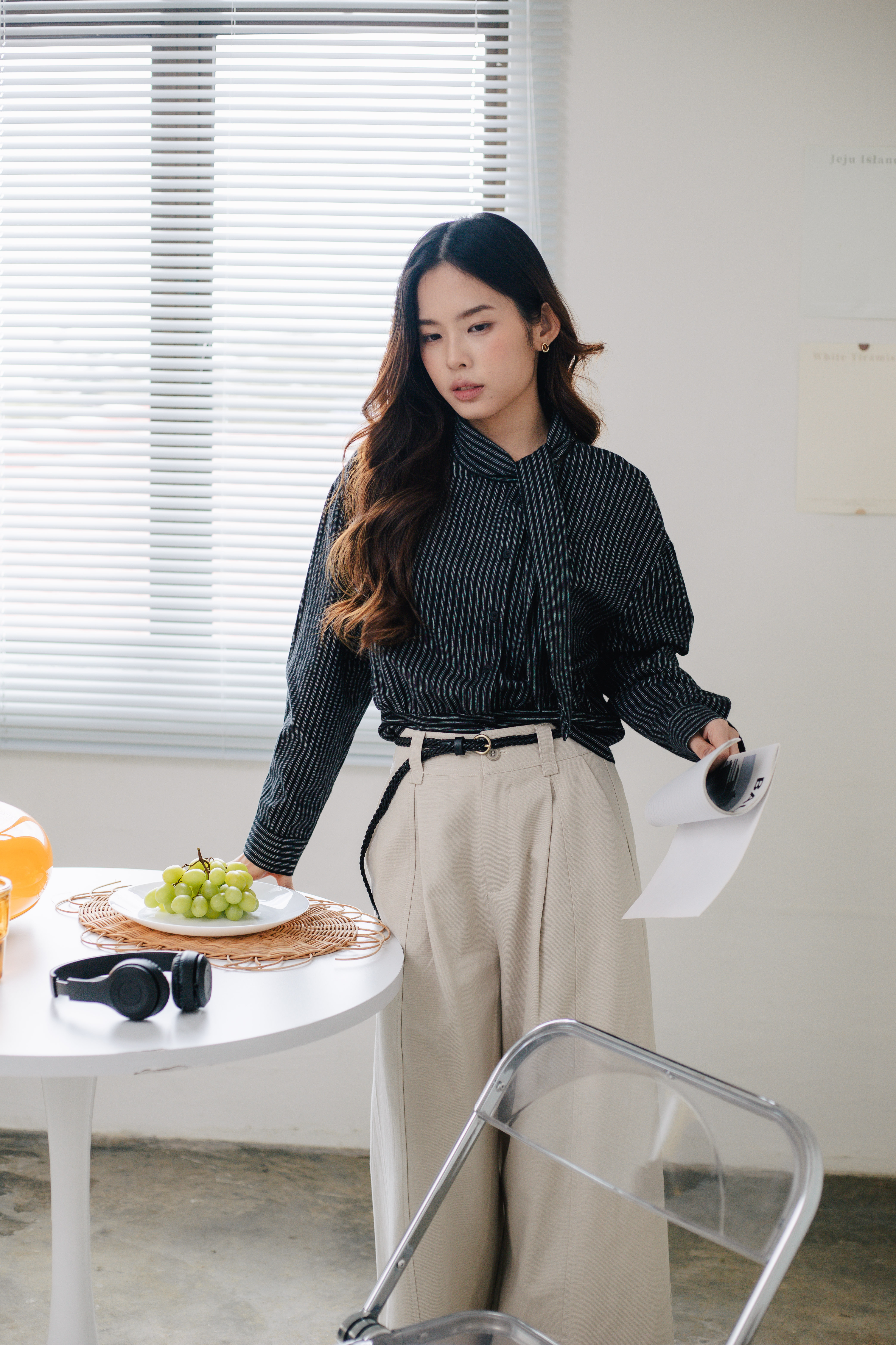 Rette Tied Front Blouse Black -2642BL