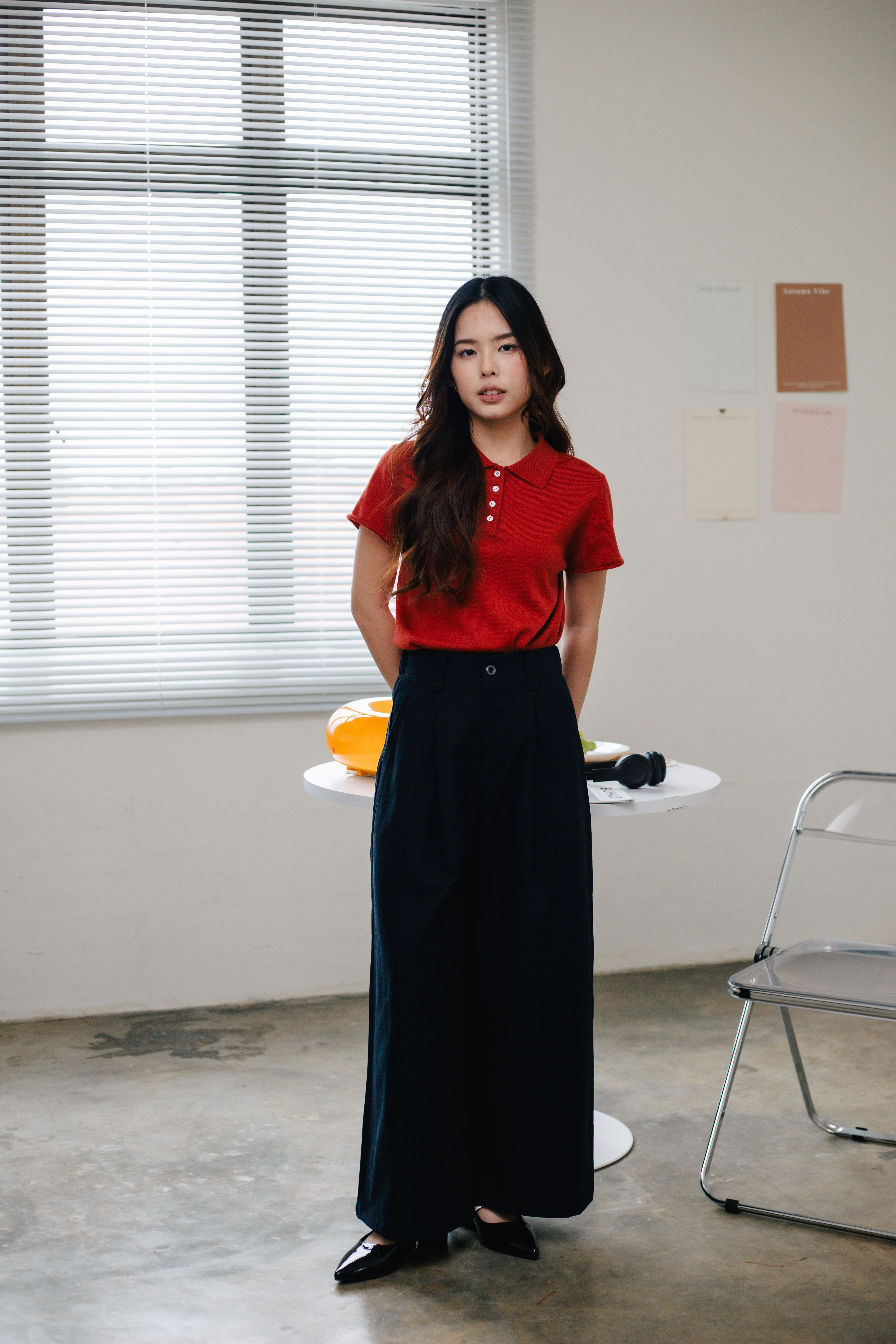 Zumi Polo Knit Top Red -2641KSRED