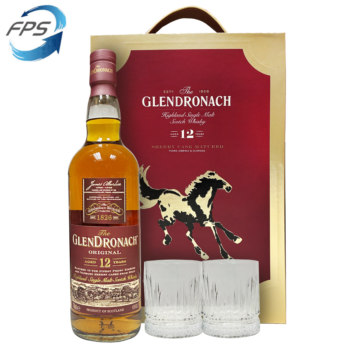 Glendronach 12 Years Old Sherry Cask Matured - 馬年禮盒套裝 43%