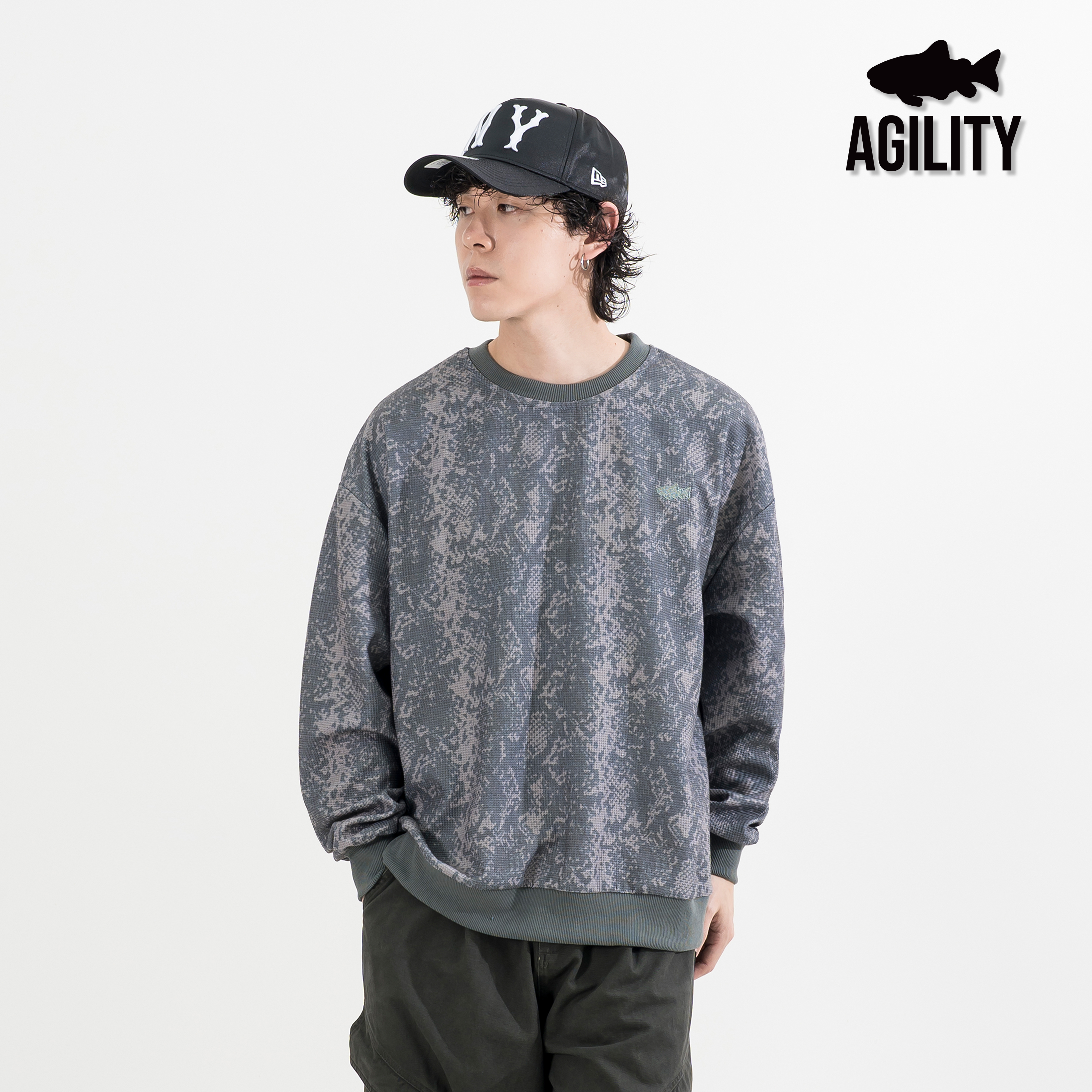AGILITY Washed Waffle LS Tee / Animal 華夫格 動物紋 魚影 長袖 Tee [WP68]