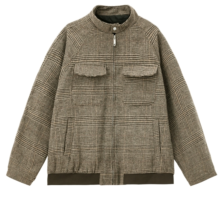 #現貨 Tailor collection 插肩袖格紋口袋夾克外套 棕色