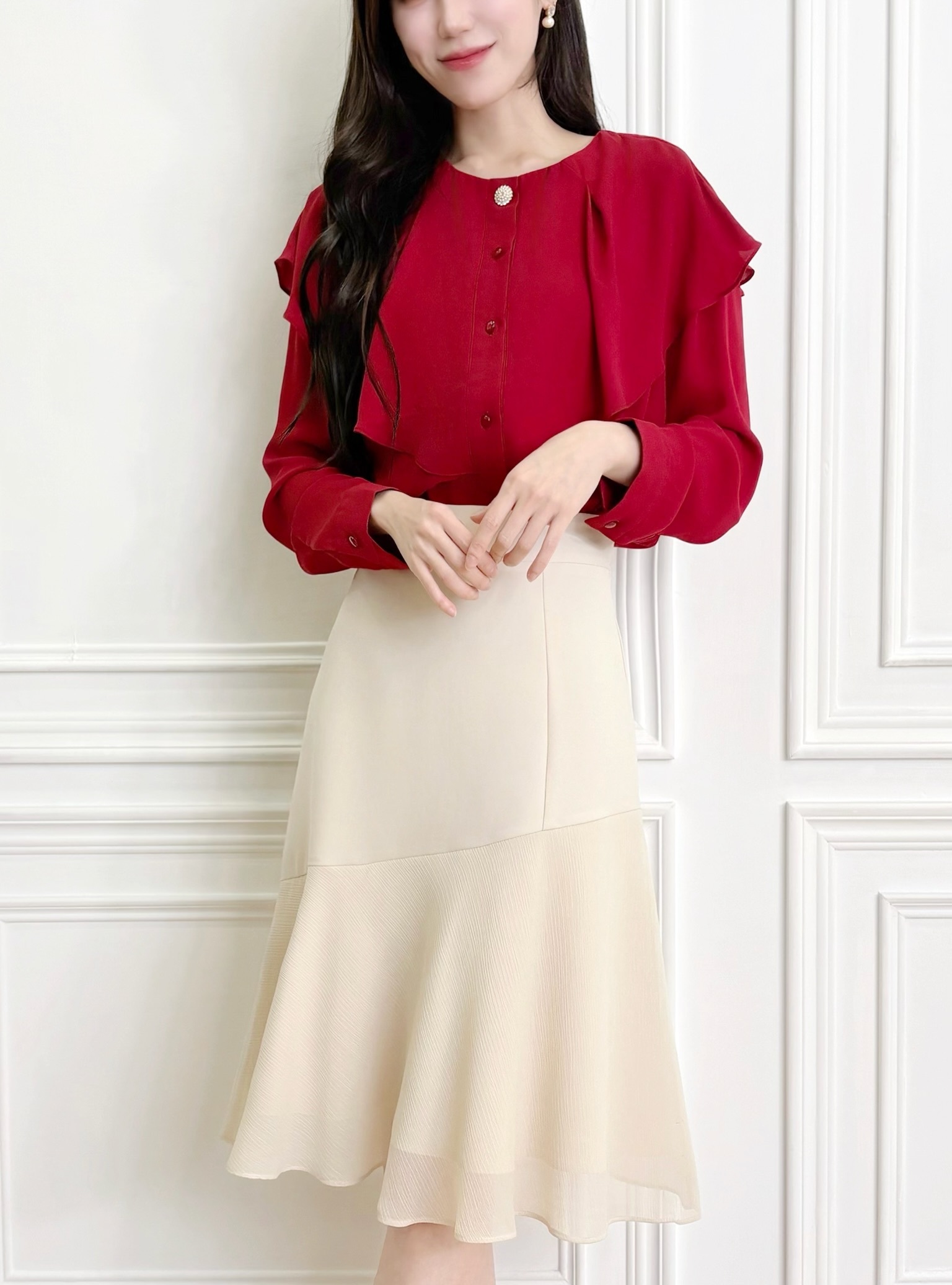 細緻拼紗紋理傘裙