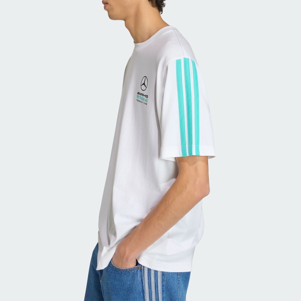 男款 ADIDAS X MERCEDES - AMG PETRONAS F1 白色 F1 賓士 賽車 聯名款 純棉 短T【KE8162】ADF1