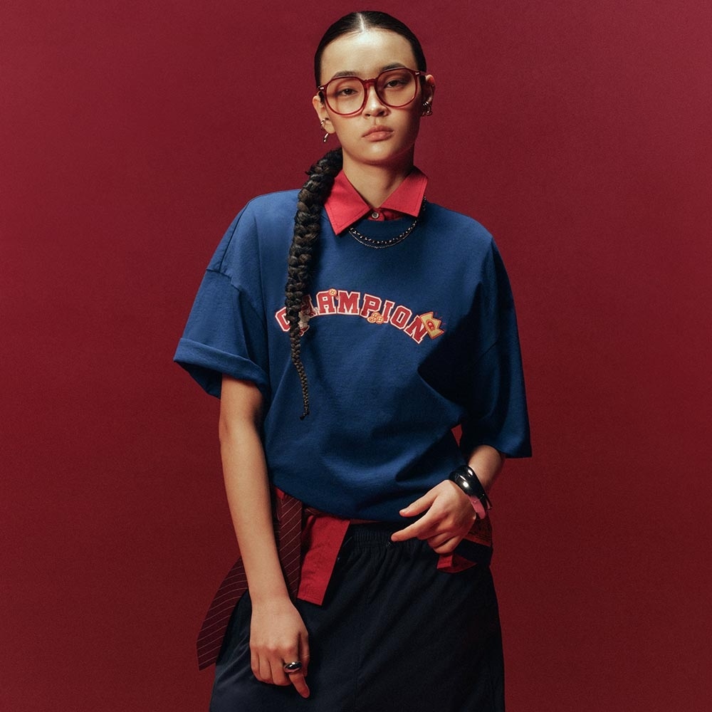 男女款- CNY系列-馬年系列  LOGO袖棉質T恤- 深藍色紋（U6ASSSU043M-603）