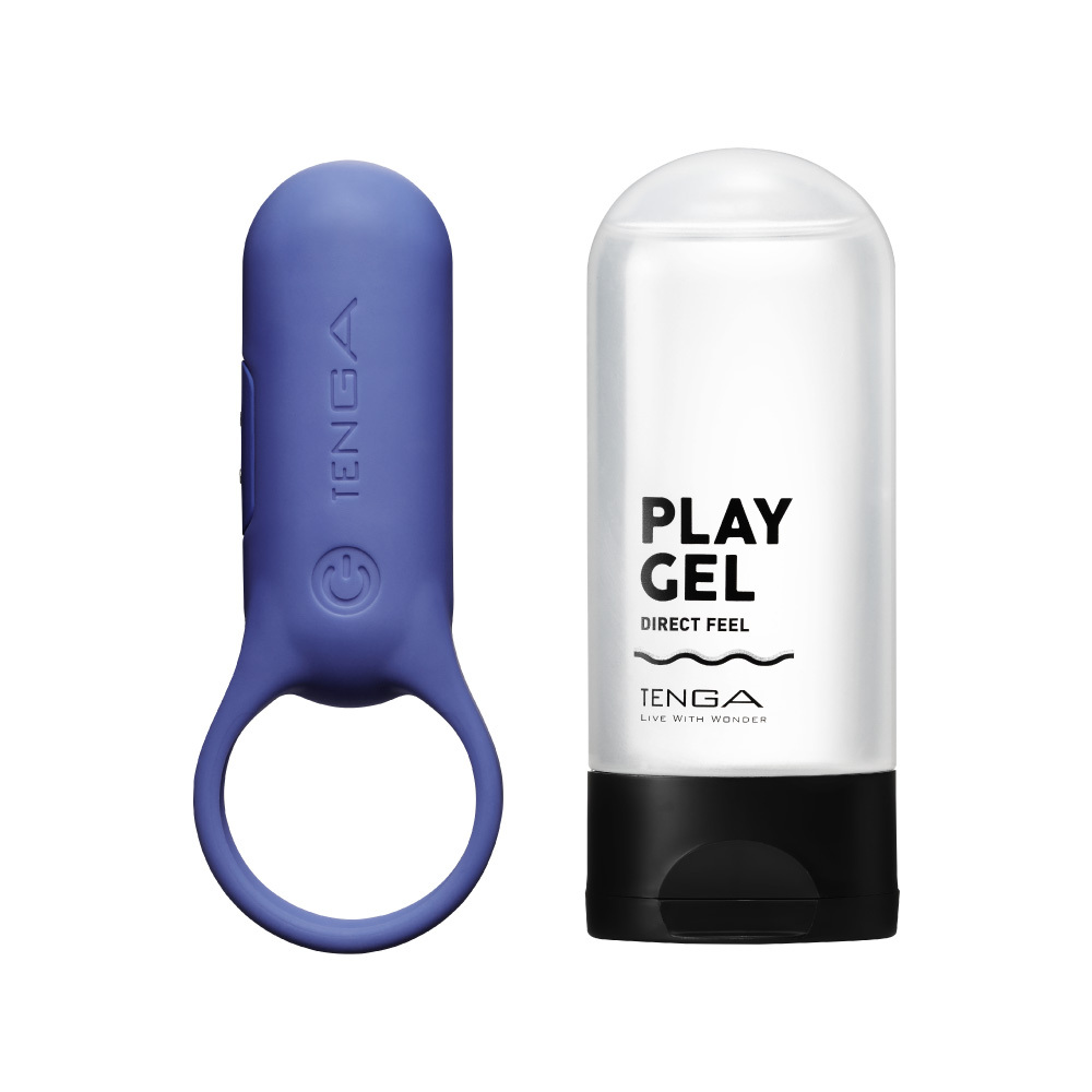 【官網限定】TENGA paiRING+ 配悅環 加強版 深藍色+PLAY GEL [刺激黑] 套組