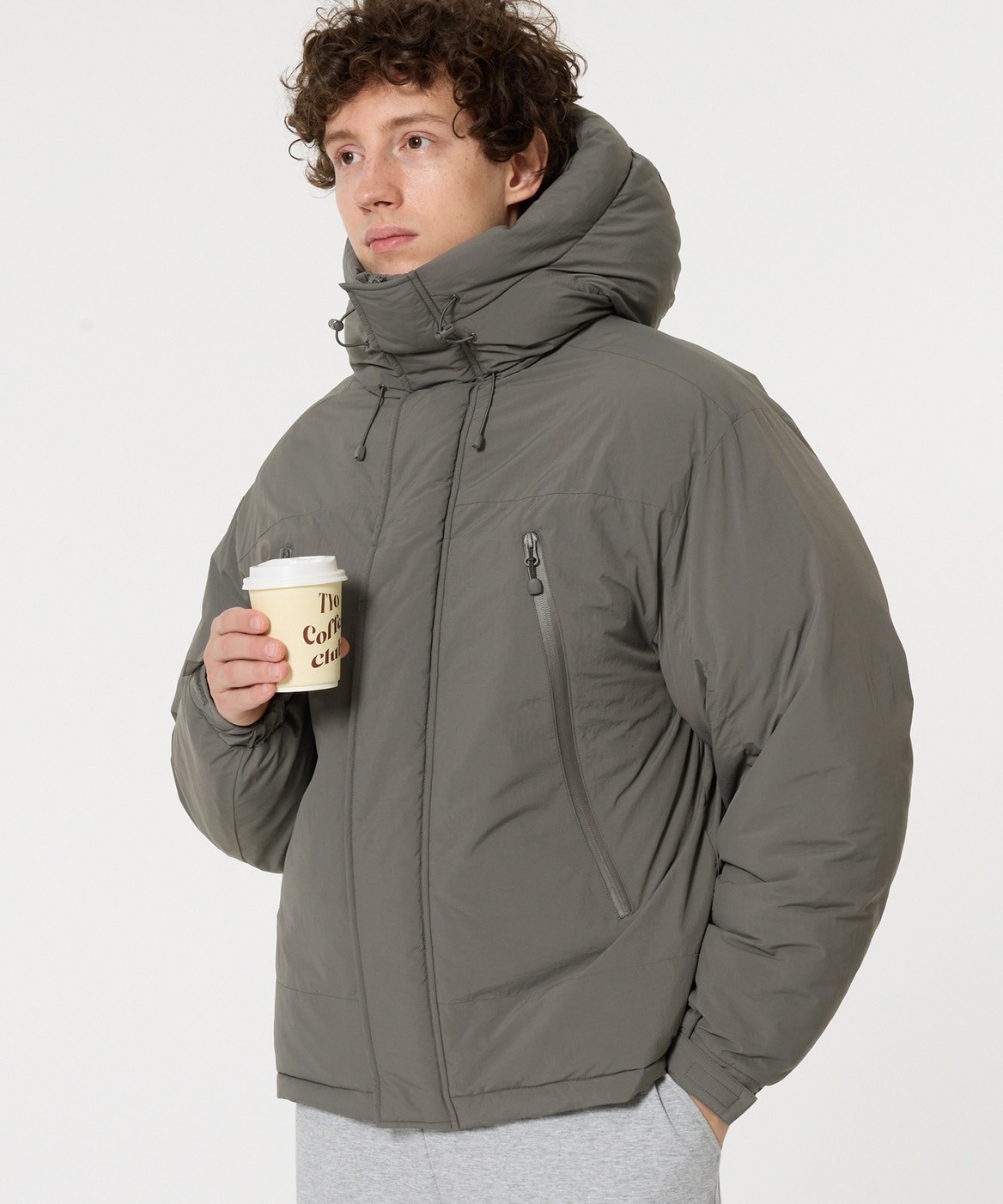 #現貨 日本限定 COCA 尼龍塔絲絨 連帽鋪棉外套 灰色