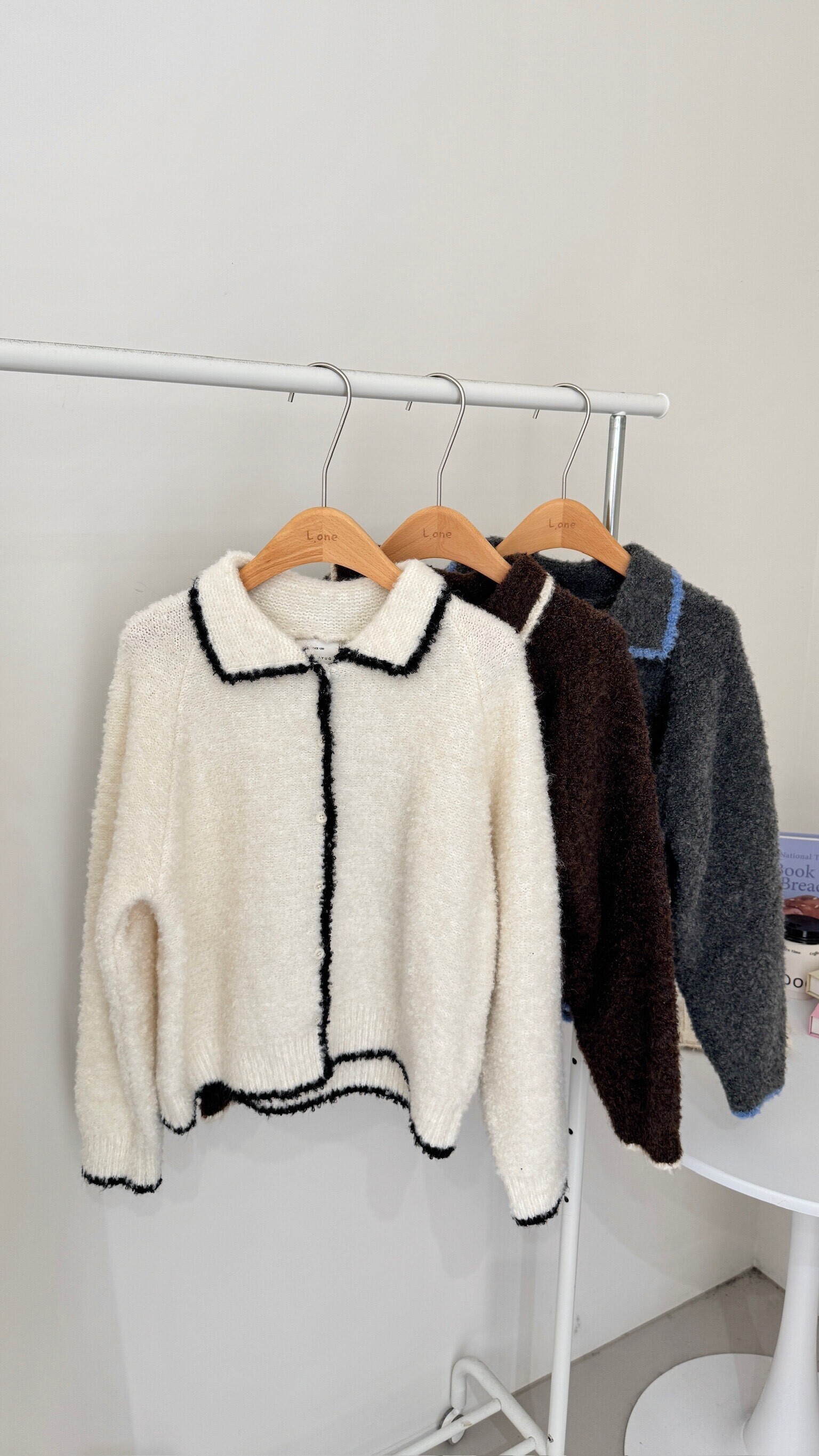 QQ針織撞領外套