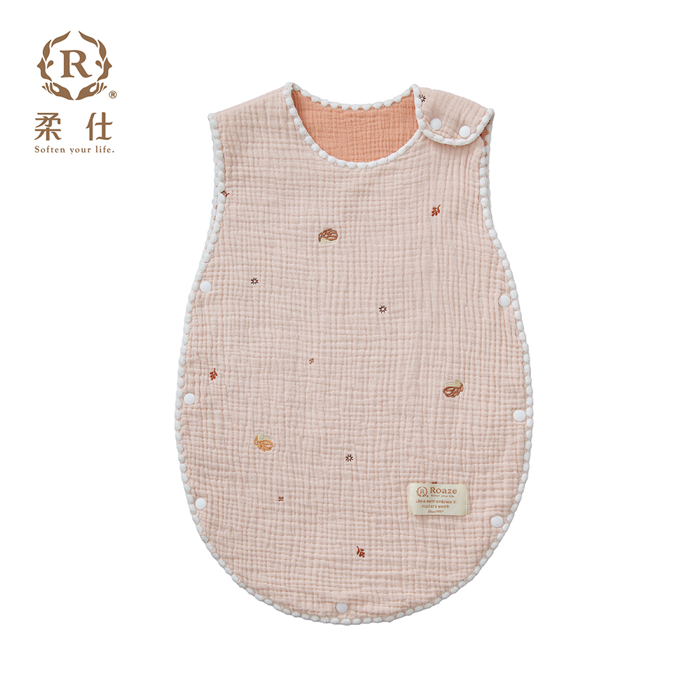 【Roaze 柔仕】貝殼縫邊六層紗防踢被 - 粉曦刺蝟