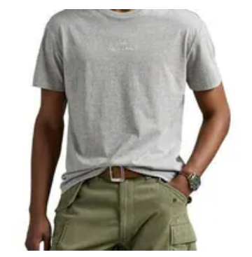 [S] PRL GREY ANDOVER HEATHER SHORT SLEEVE UNISEX PRINTTSHIRT, 710936585026-GREY HTR (SRL221)