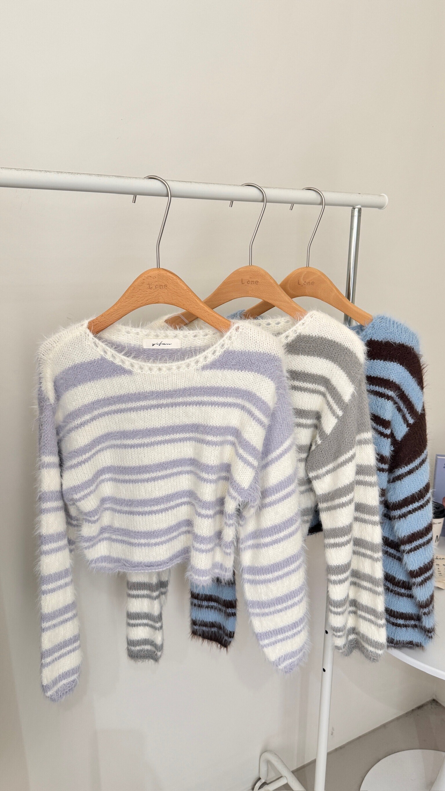 水貂毛條紋上衣