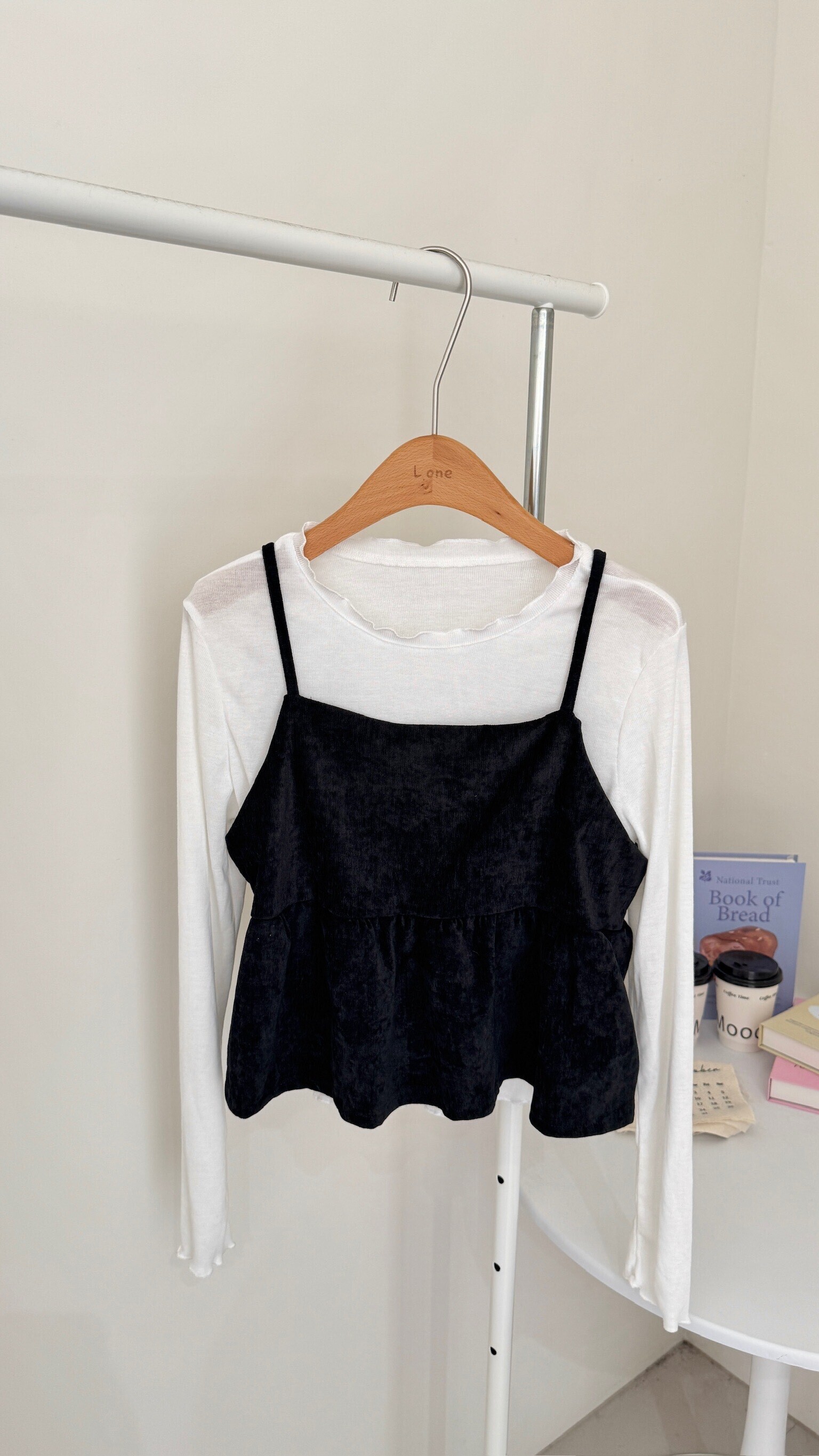 絨面背心兩件式上衣