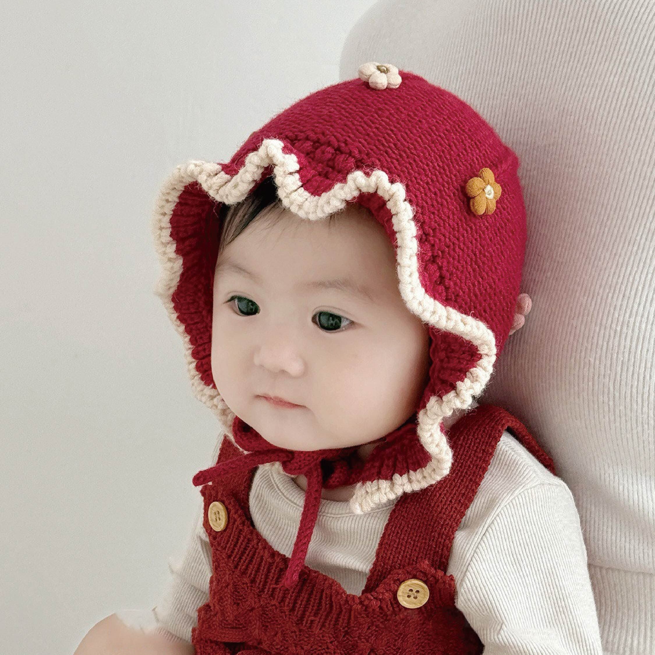 【JA1608】春日序曲波浪捲邊護耳針織毛帽＊二色