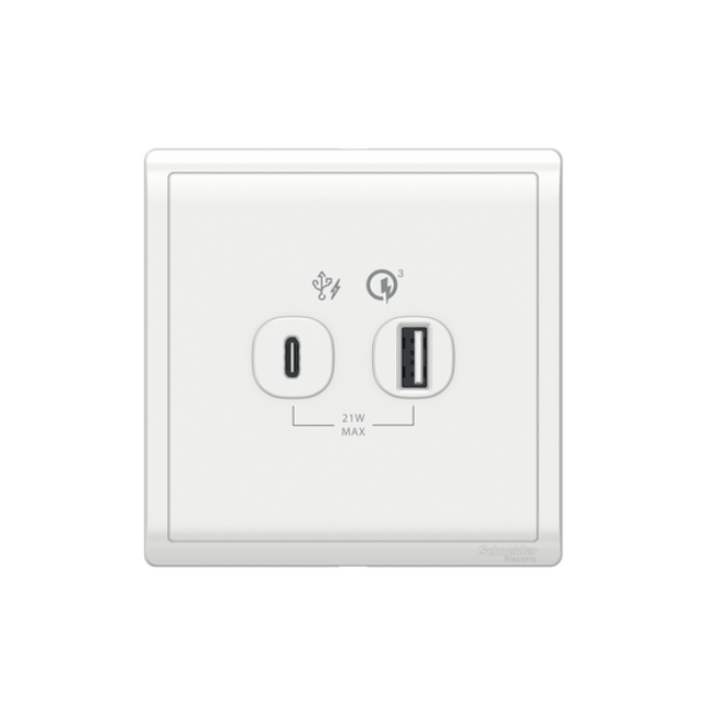 PIENO豐尚(白色)兩位 21W Type A+C PD+QC3 USB充電插座