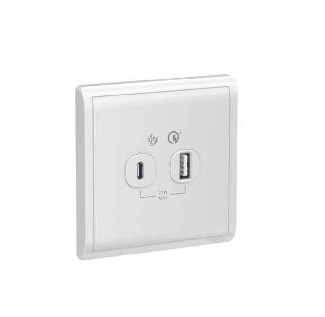 PIENO豐尚(白色)兩位 21W Type A+C PD+QC3 USB充電插座