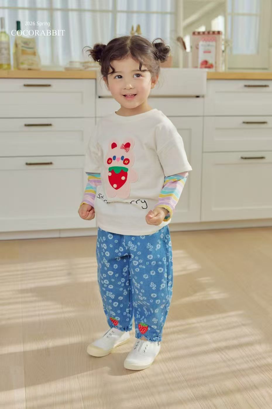 CRC02B017BL Coco Rabbit  特甜草莓花花牛仔褲