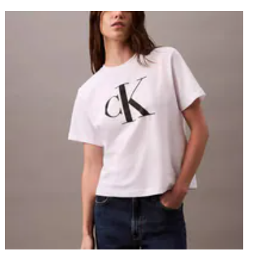 [S] CALVIN KLEIN WHITE MONOGRAM LOGO CK TEE, SP47604095-47A227G110 (SCK802)