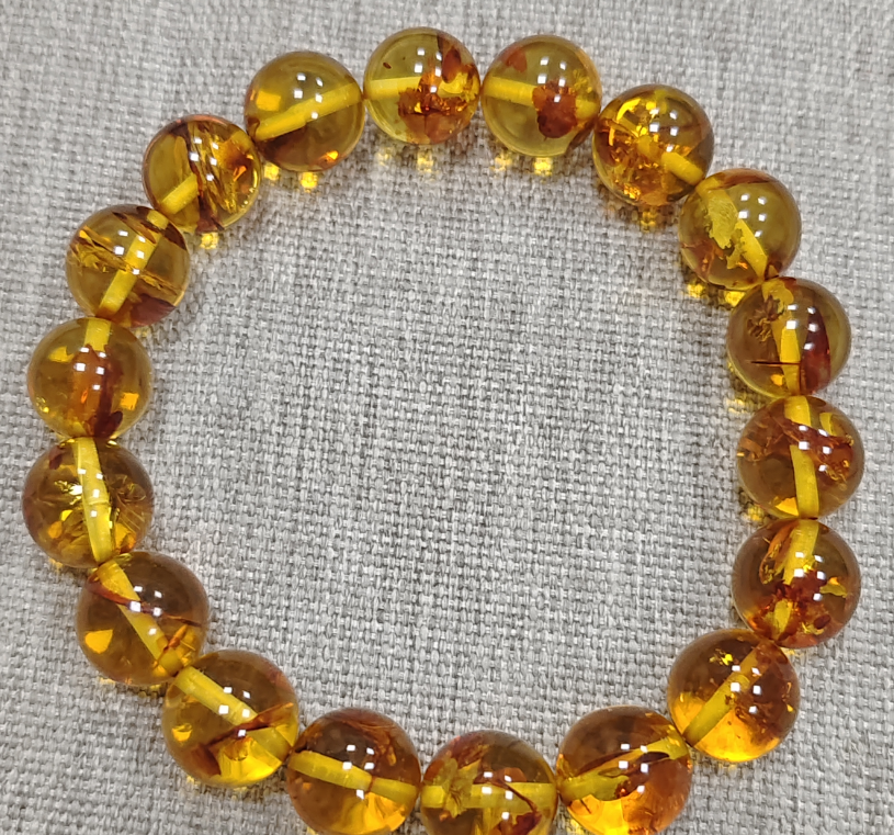 UZ017 B17 花珀圓珠手串 琥珀：10mm 默認16CM手圍