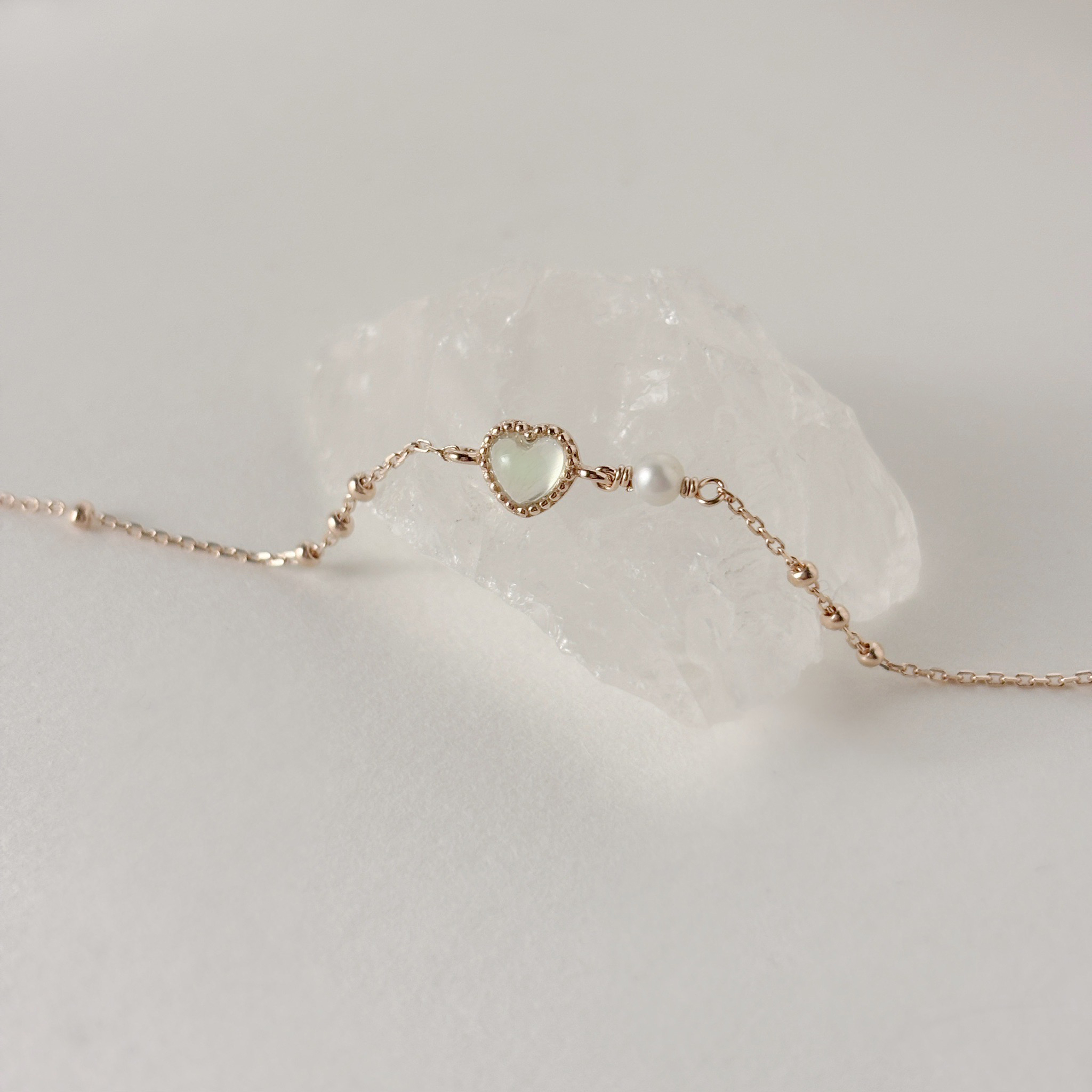 QQ heart葡萄石珍珠triplets手鏈