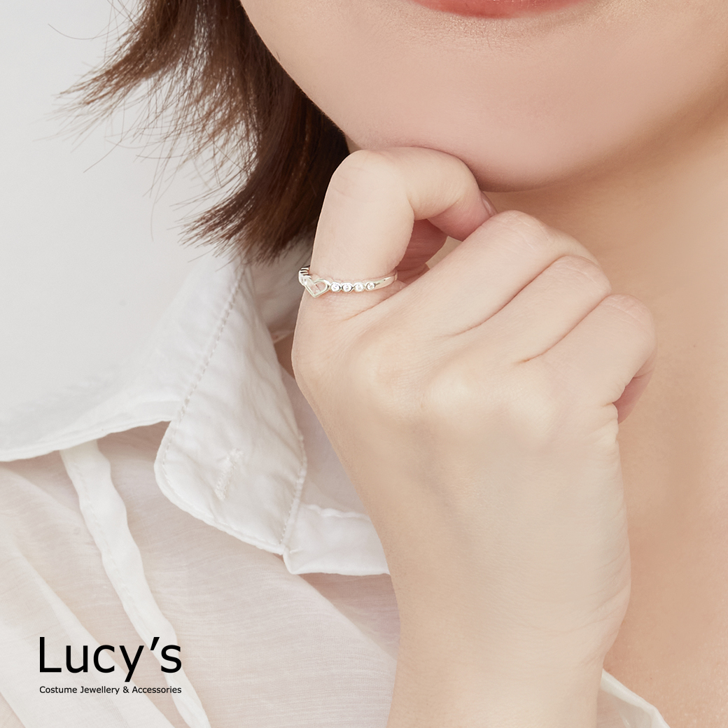 925純銀 點鑽愛心 戒指 (125965)