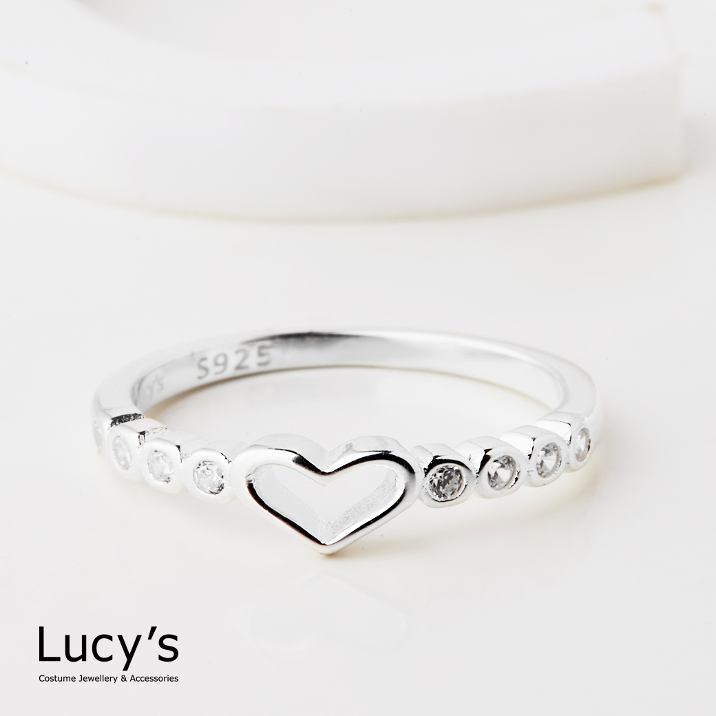 925純銀 點鑽愛心 戒指 (125965)
