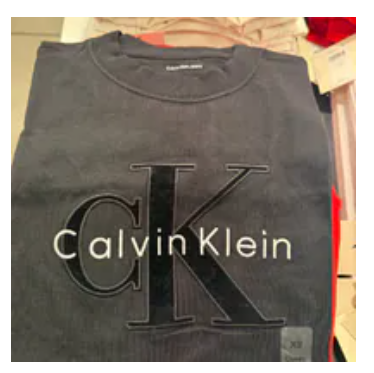 [S] CALVIN KLEIN BLACK VELVET MONOLOGO BOXY T-SHIRT, 47E896G-001 (SCK804)
