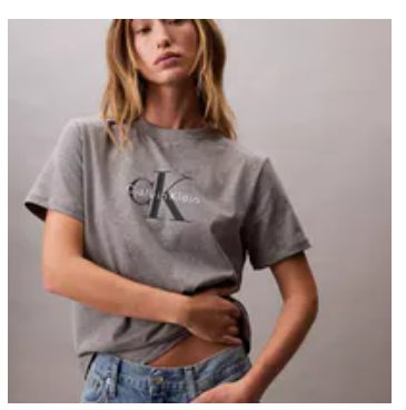 [S] CALVIN KLEIN MEDIUM GREY HEATHER MONOGRAM LOGO TEE, SP47603456-47B864G031 (SCK805)