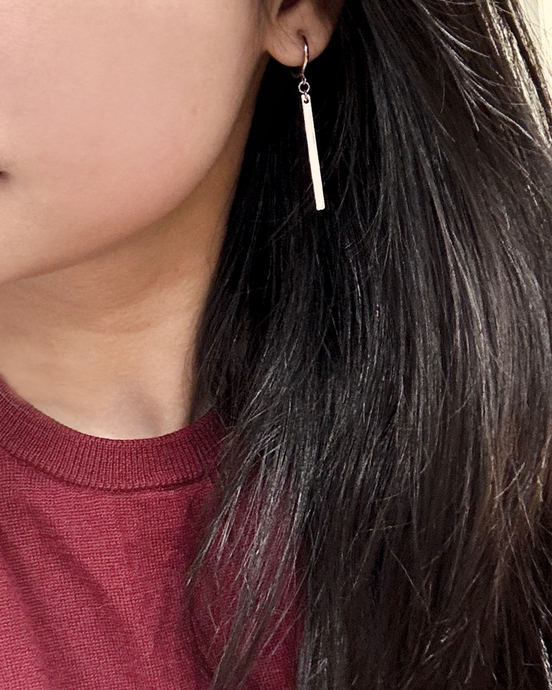 直線 垂墜夾式耳環｜耳夾