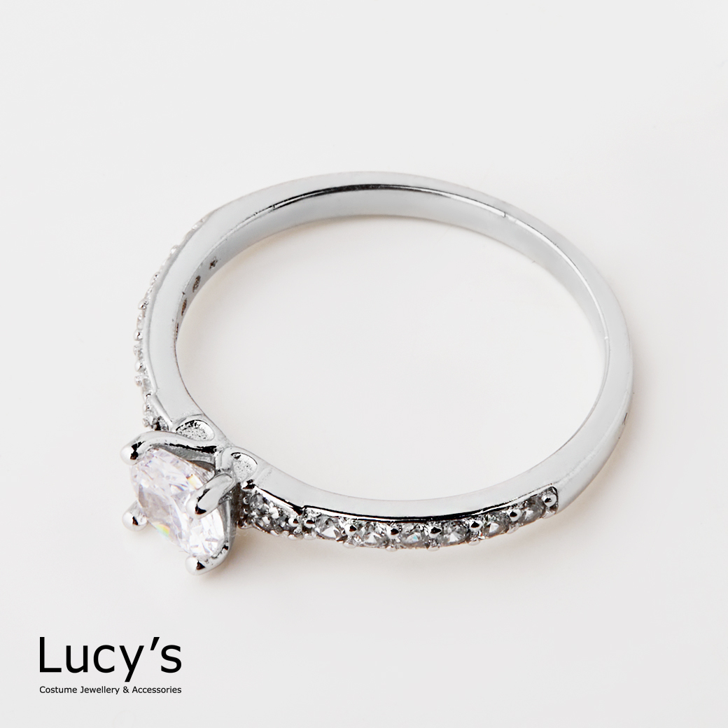 925純銀 閃耀單鑽 戒指 (125130/125131)