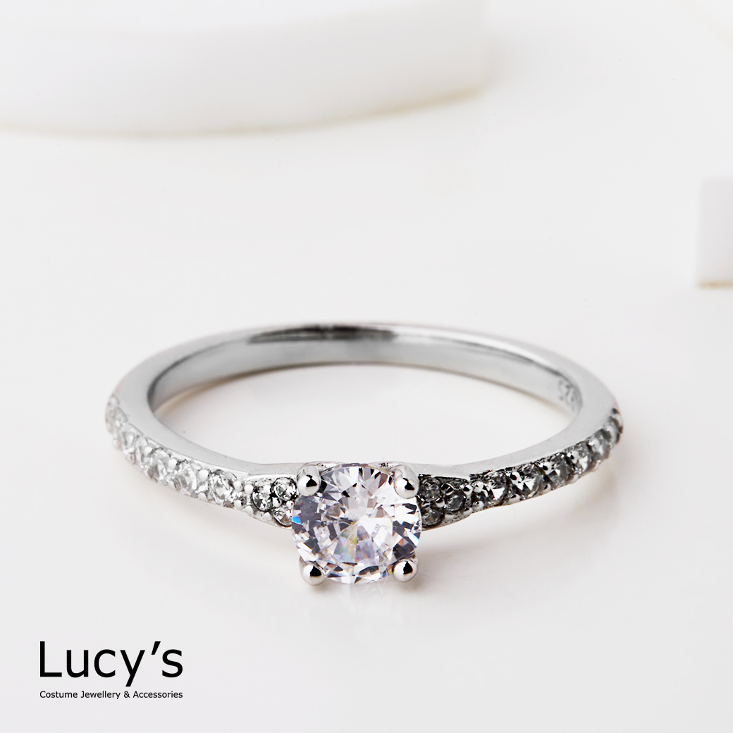 925純銀 閃耀單鑽 戒指 (125130/125131)