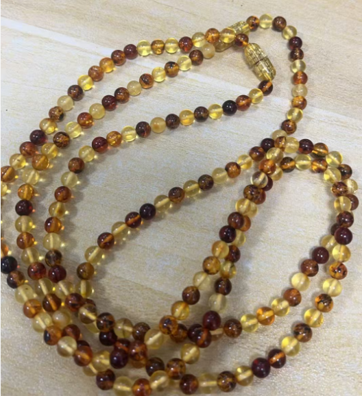 UZ035 B35 多寶圓珠項鍊 琥珀：4mm+ 總長48CM