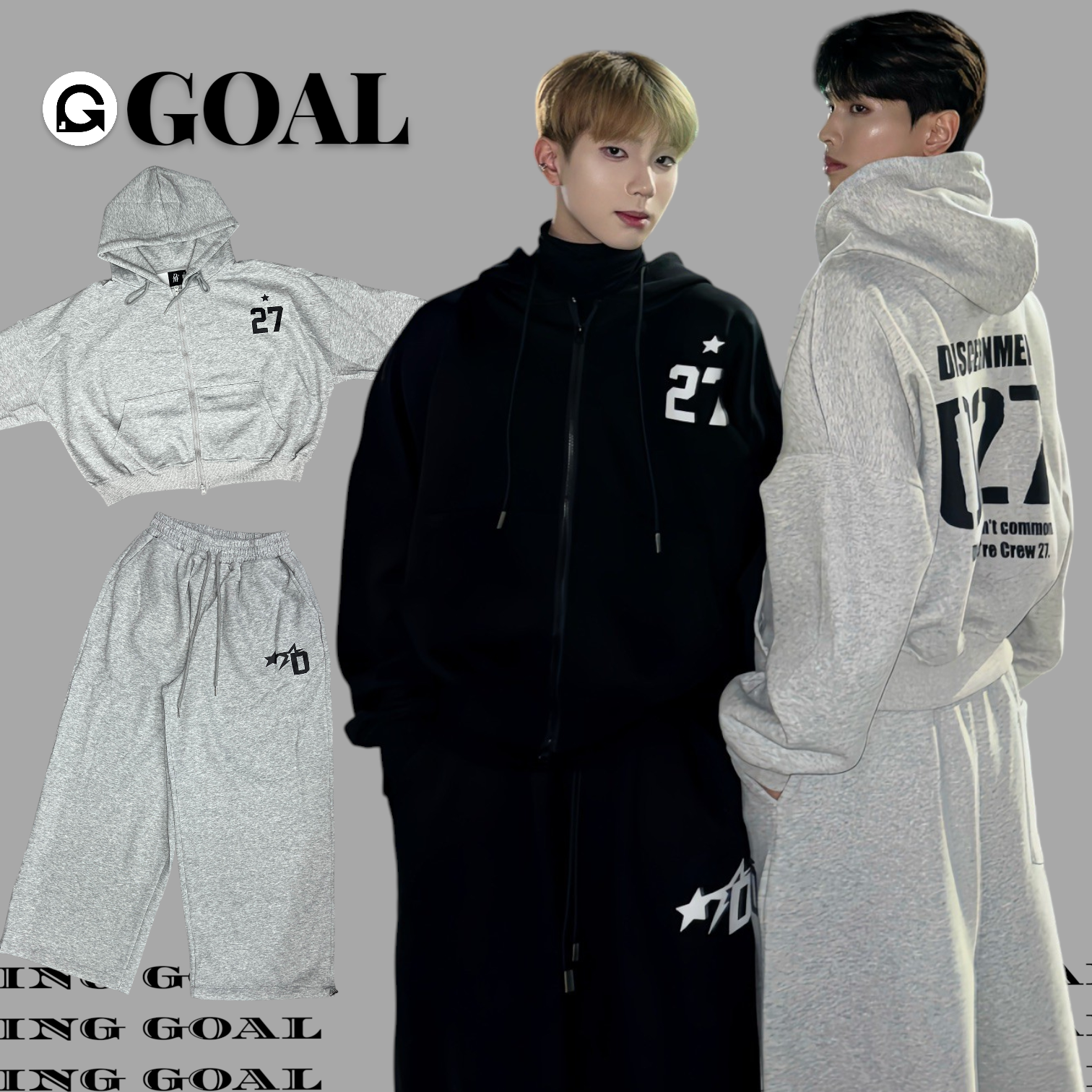 (GOAL) DCM BOXY 短寬版型 套裝 棉質外套 棉長褲  男女款 027