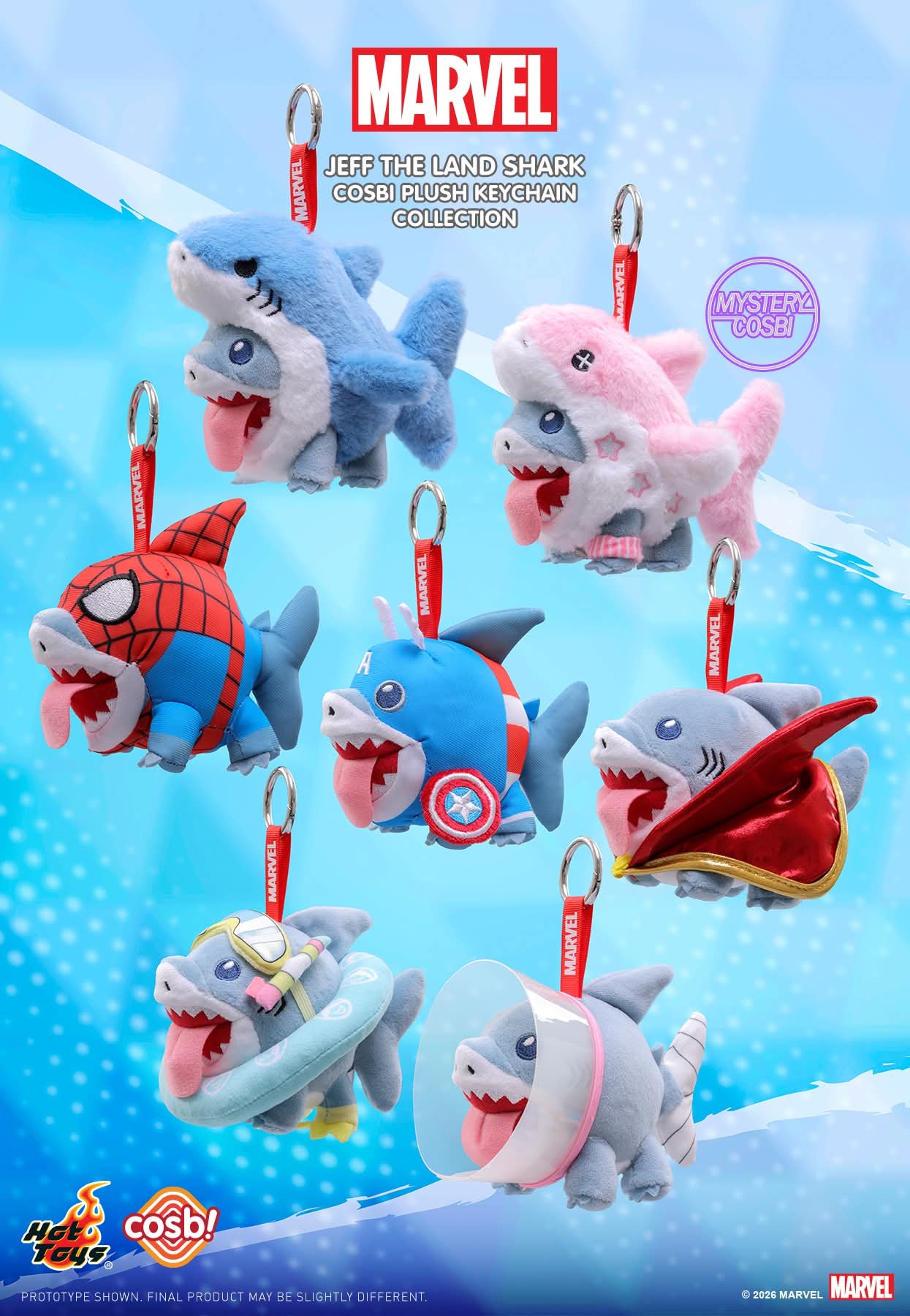 マーベルライバルズ　ジェフ　キーホルダー Hot Toys Marvel Jeff The Land Shark Cosbi Pluch Keychai
