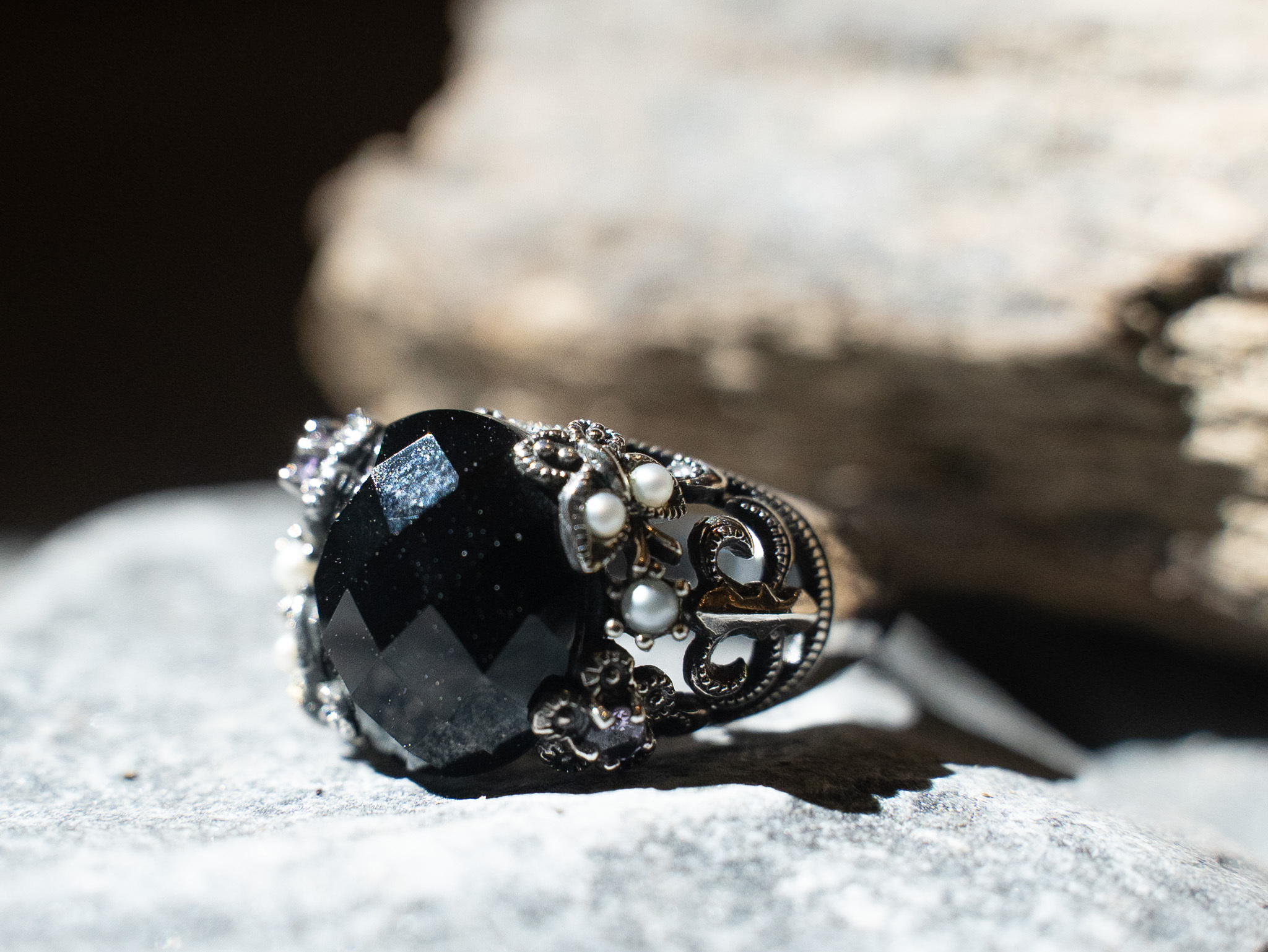 黑瑪瑙戒指 OP1726