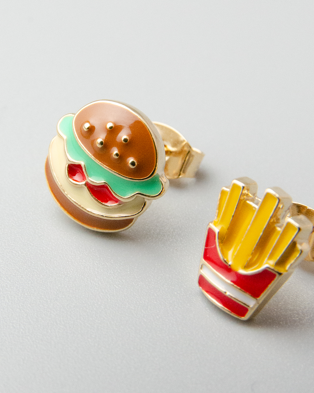 漢堡薯條醬少去鹽 針式耳環