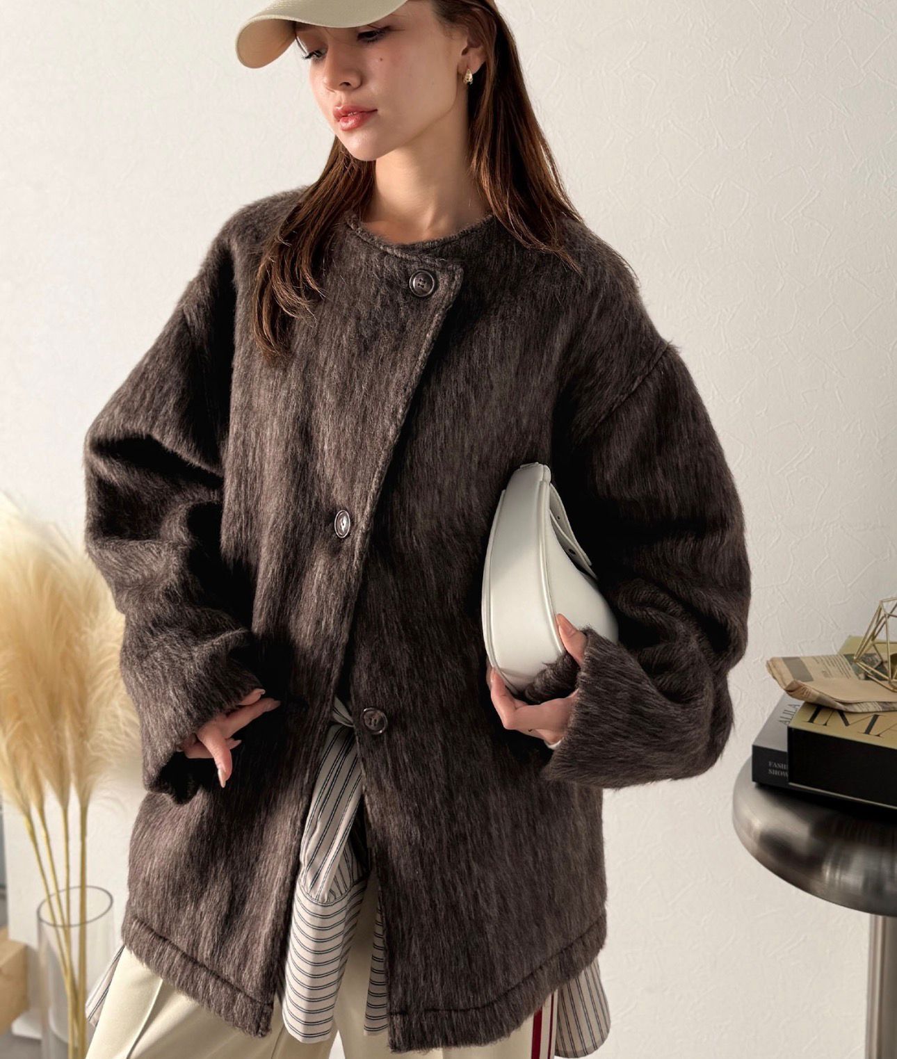 【預購】JN020503 Classical Elf 混色長毛絨中版大衣