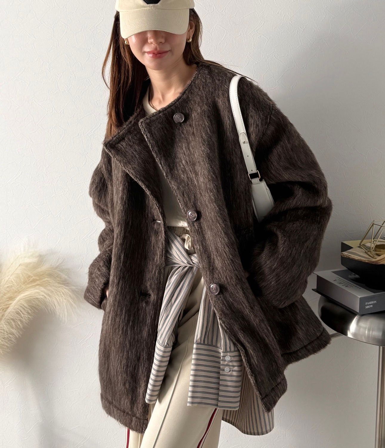 【預購】JN020503 Classical Elf 混色長毛絨中版大衣