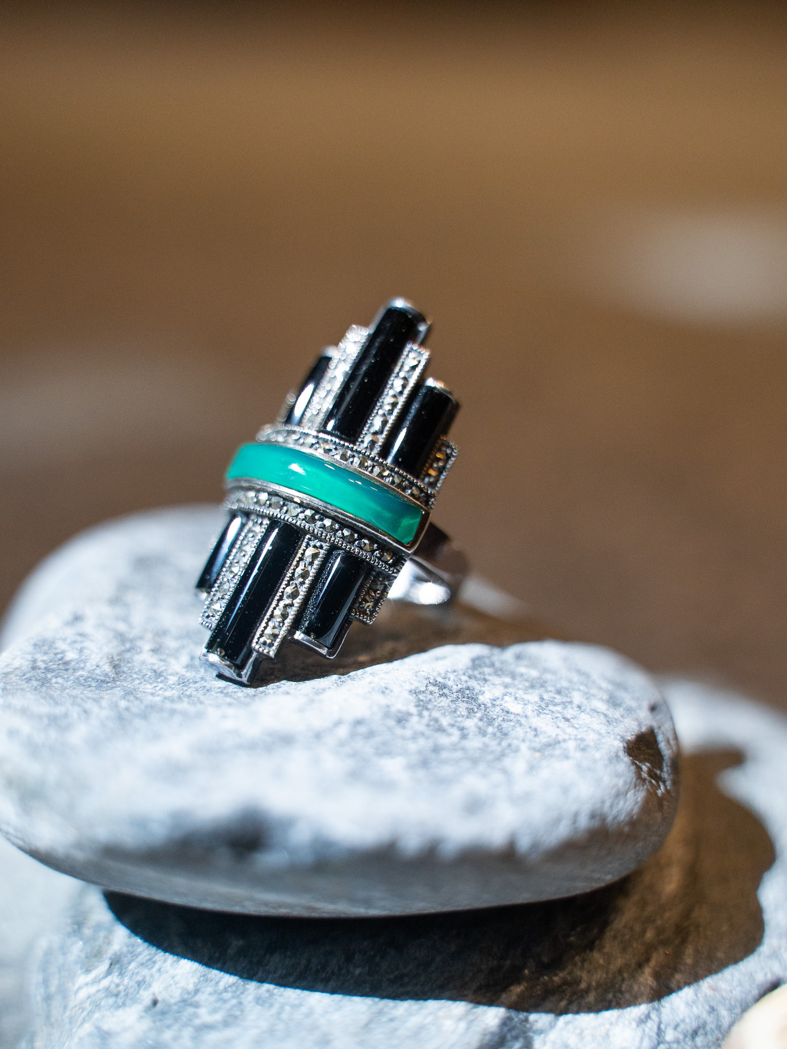 黑瑪瑙琺瑯個性戒指