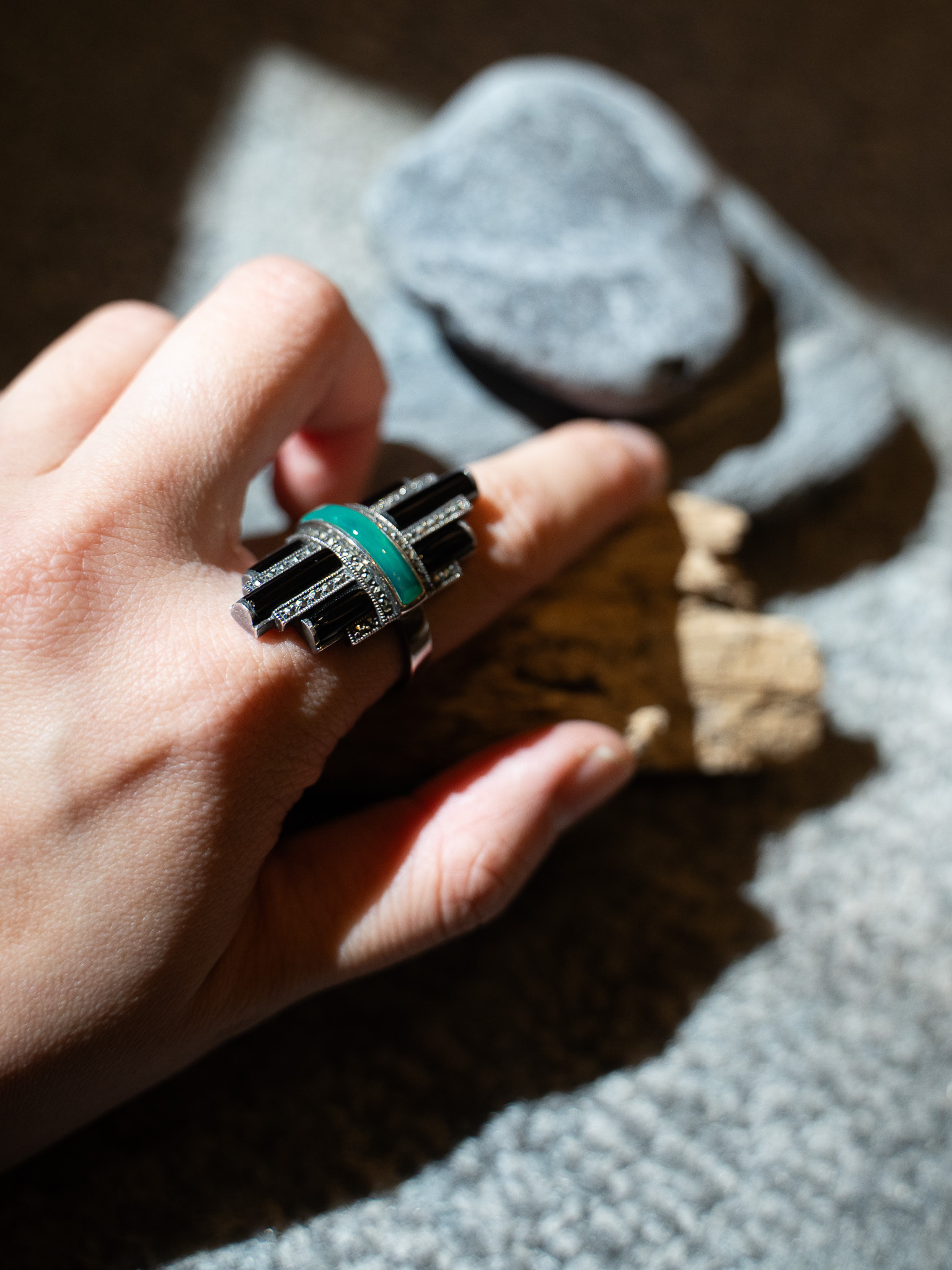 黑瑪瑙琺瑯個性戒指