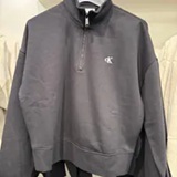 [S] CALVIN KLEIN BLACK ARCHIVE LOGO FLEECE QUARTER ZIP MOCK NECK SWEATSHIRT, 47D266G-001 (SCK809)