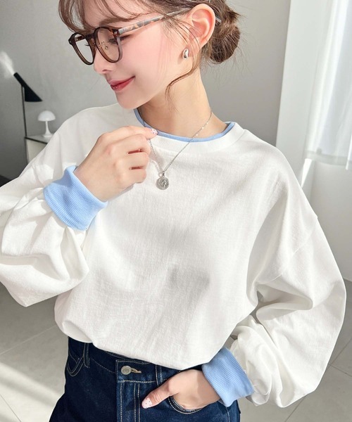 日本🇯🇵連線 Moment+ 溫柔色系撞色長袖基本款長袖T 內搭 打底 T恤 長袖 4色(任買兩件7-11免運)/預購