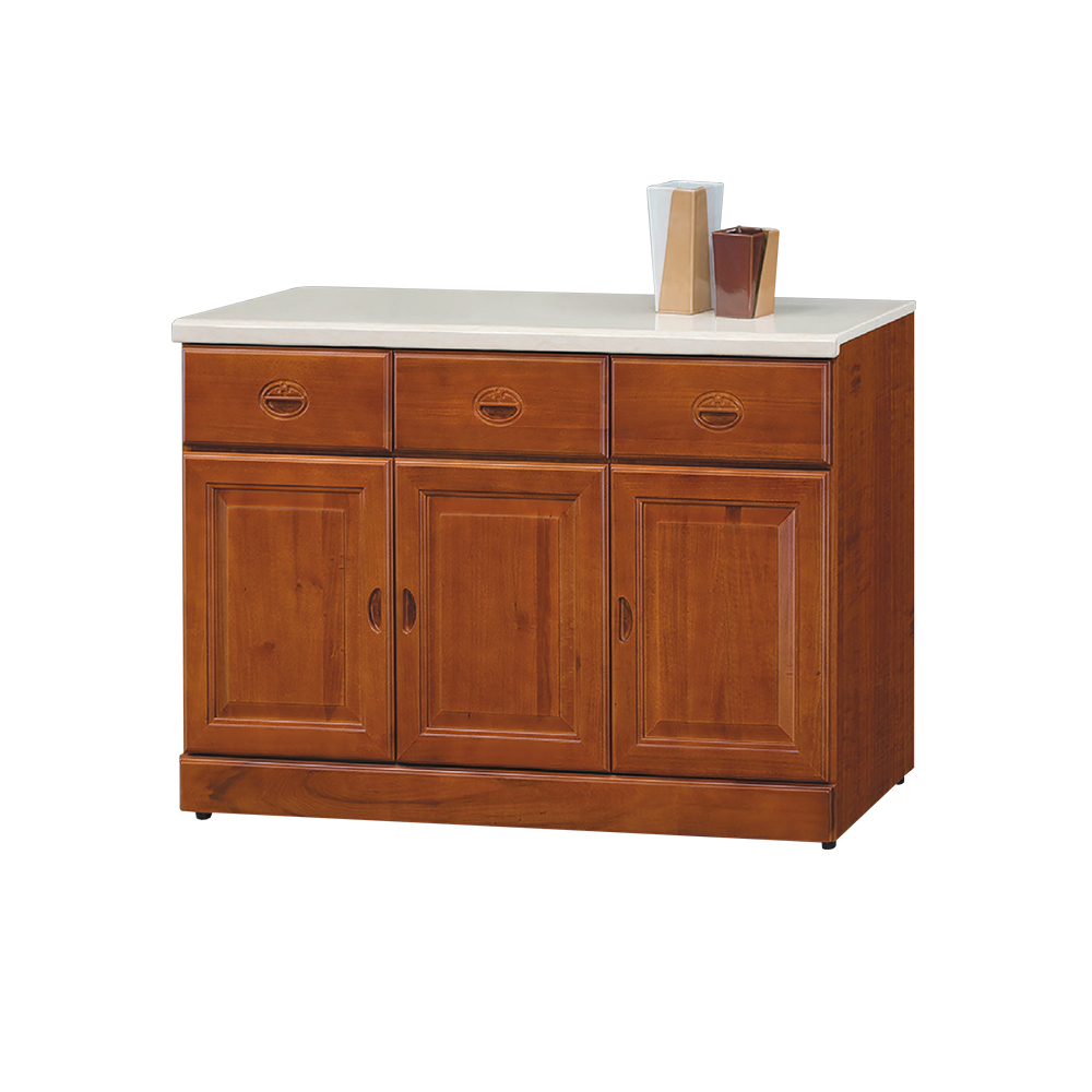 柏蒂家居-艾莉雅4尺三門三抽石面餐櫃