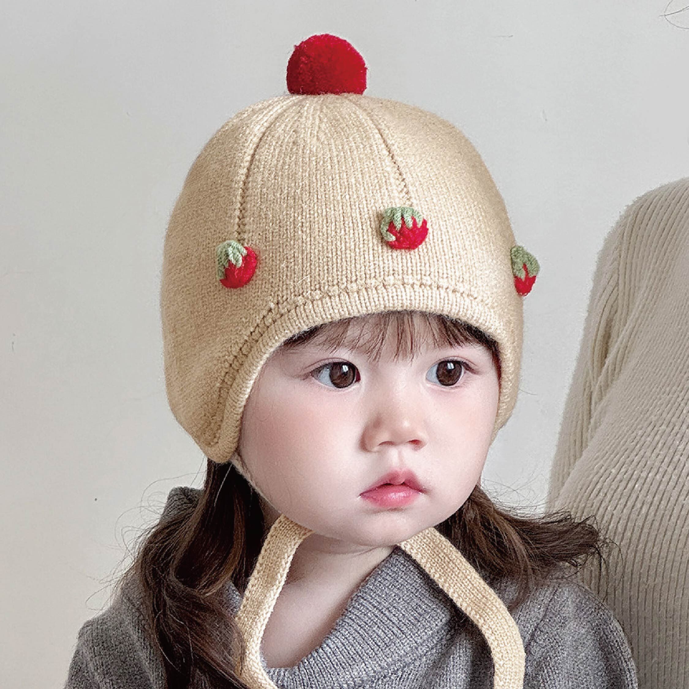 【JA1595】日系甜莓護耳針織毛帽