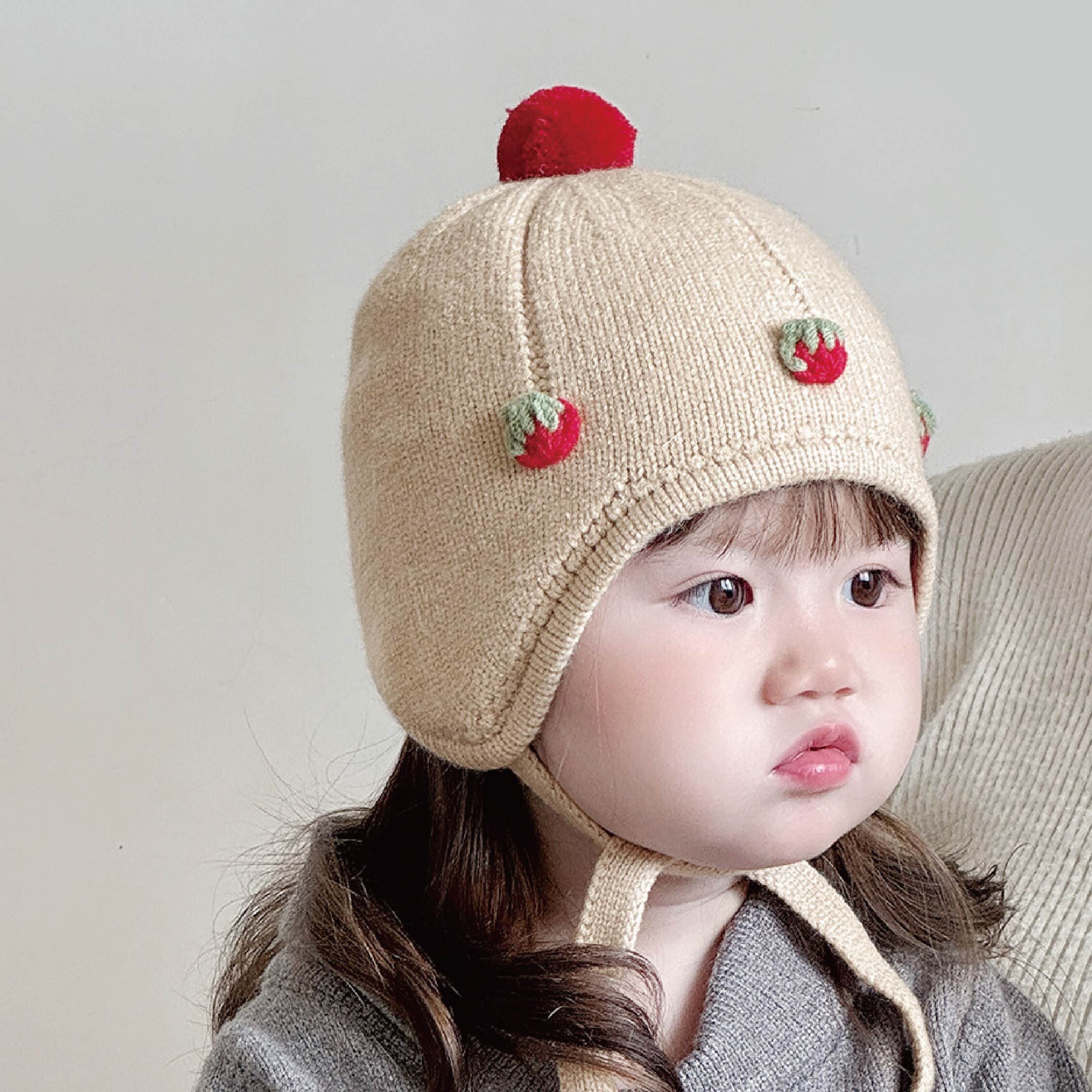 【JA1595】日系甜莓護耳針織毛帽