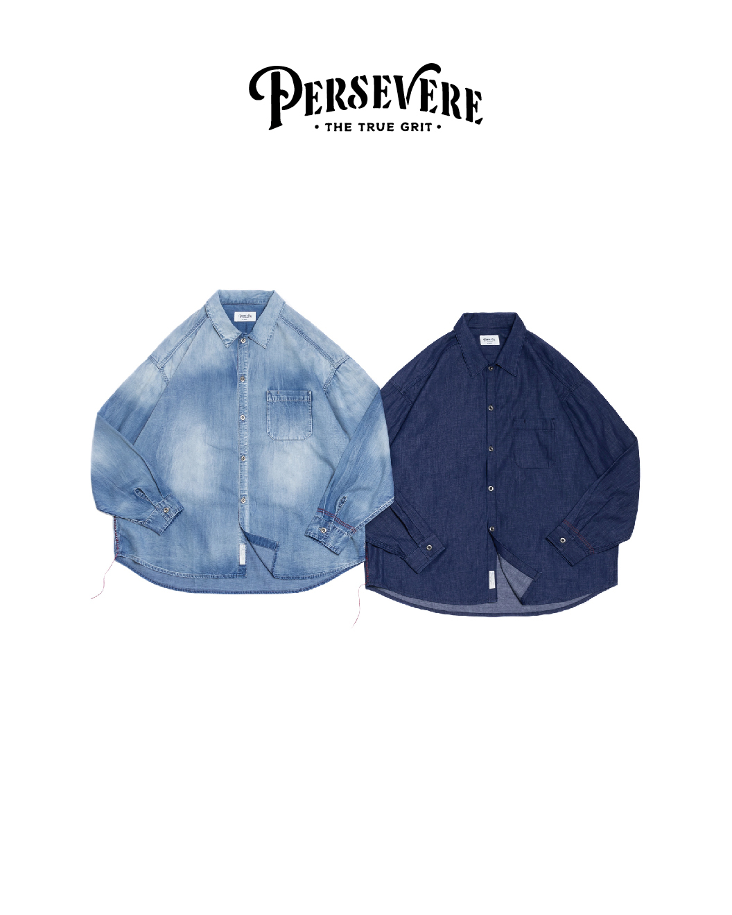 PERSEVERE 水洗牛仔長袖襯衫 水洗淺藍/原色藍 25 A/W Washed Denim Shirt