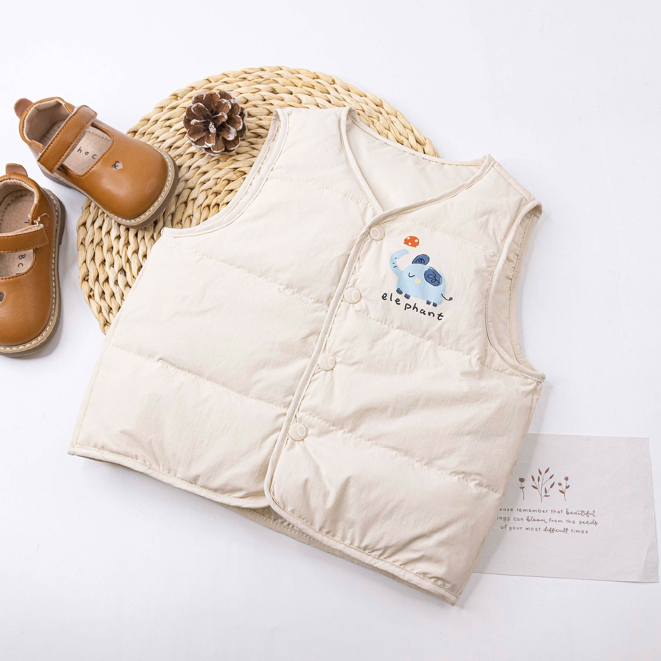 【H55808】Q版手繪小象羽絨背心