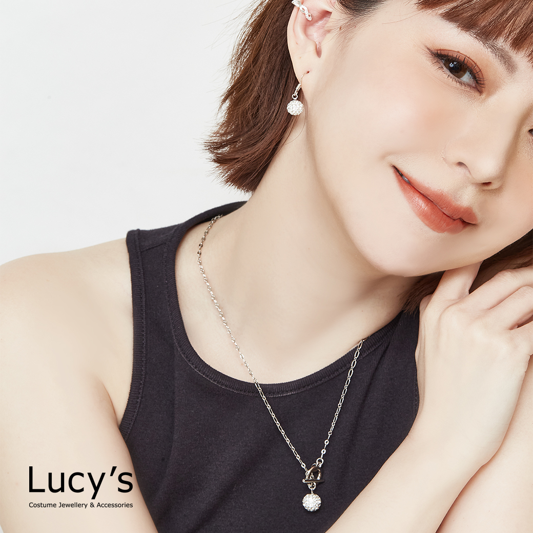 閃鑽圓球 T扣項鍊 (二色) (126253/126254)