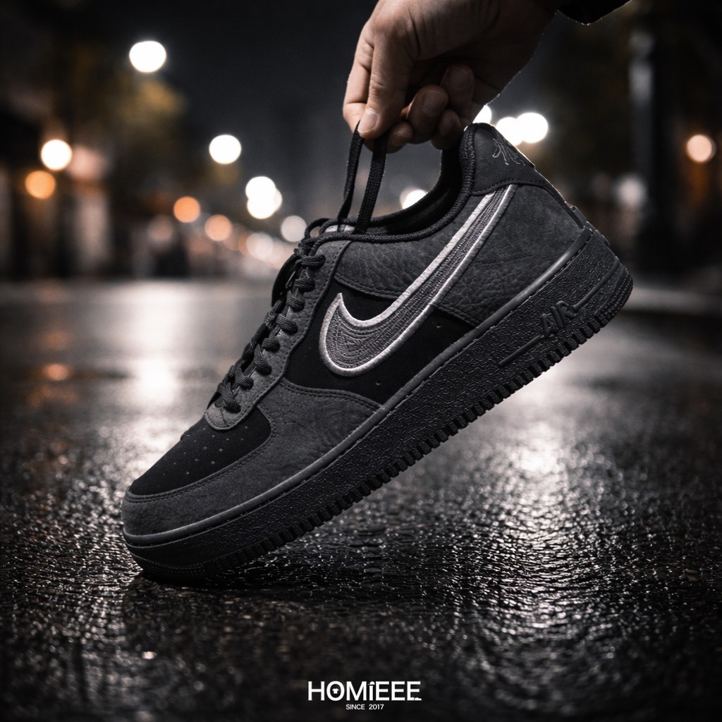 Nike Air Force 1 Low 刺繡 大理石紋 碳黑 男鞋 [IB6842-002]