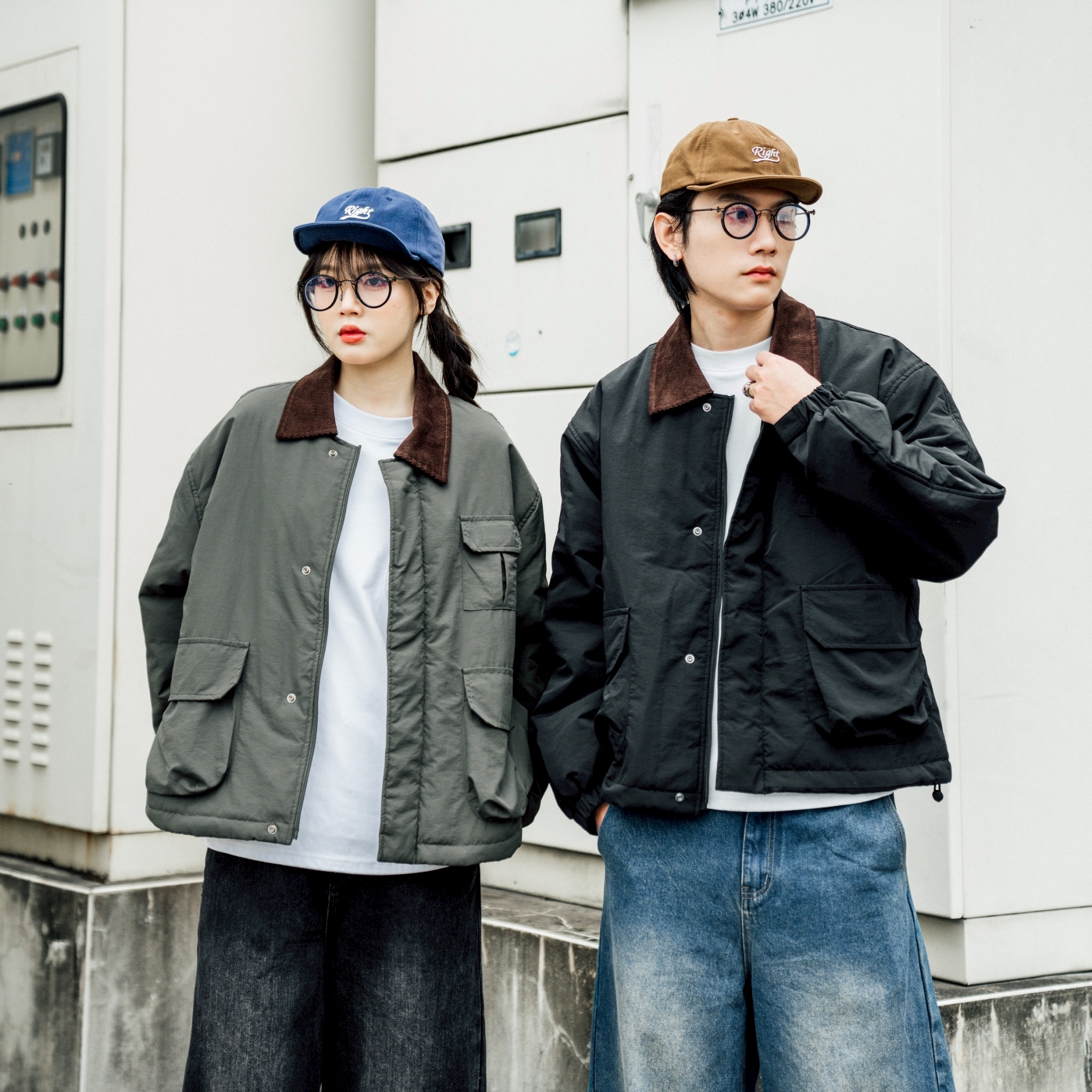 #預購 SBG 燈芯絨領底特律風格鋪棉口袋外套 兩色 SB8024