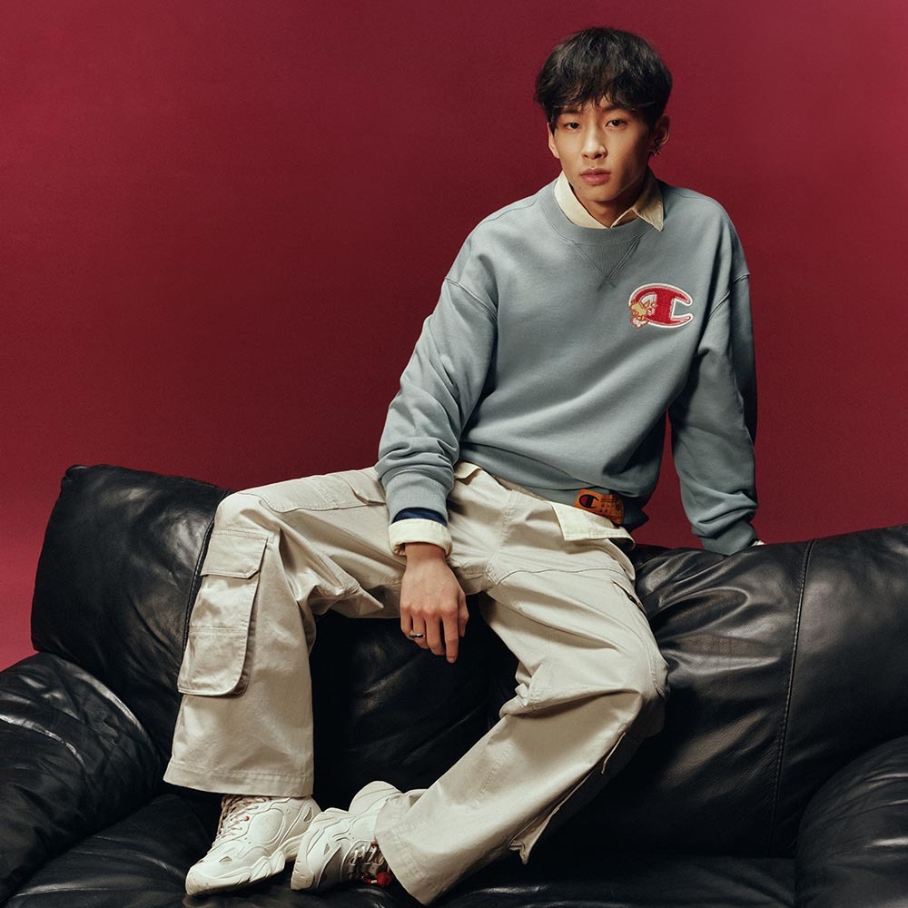 男女款- CNY系列-馬年系列-大C刺繡 棉質圓領大學T-藍綠色 （U6ASWSU099M-605）